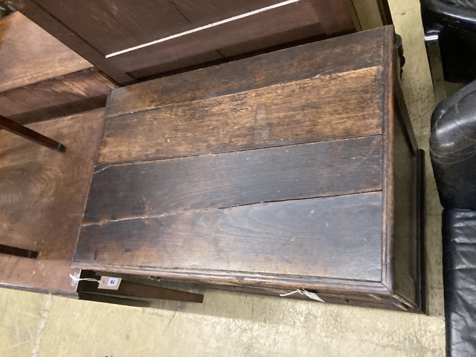 A 17th century style oak three drawer chest, width 79cm, depth 52cm, height 76cm